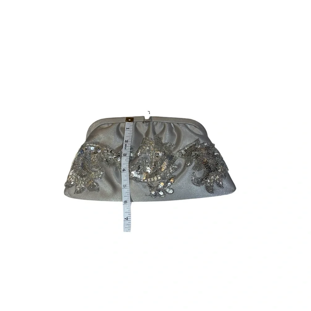 Vintage Silver Clutch with Sequin Detailing